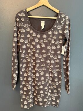 BILLABONG Designer's Closet Long Sleeve Gray & White Bodycon Dress, Nautical